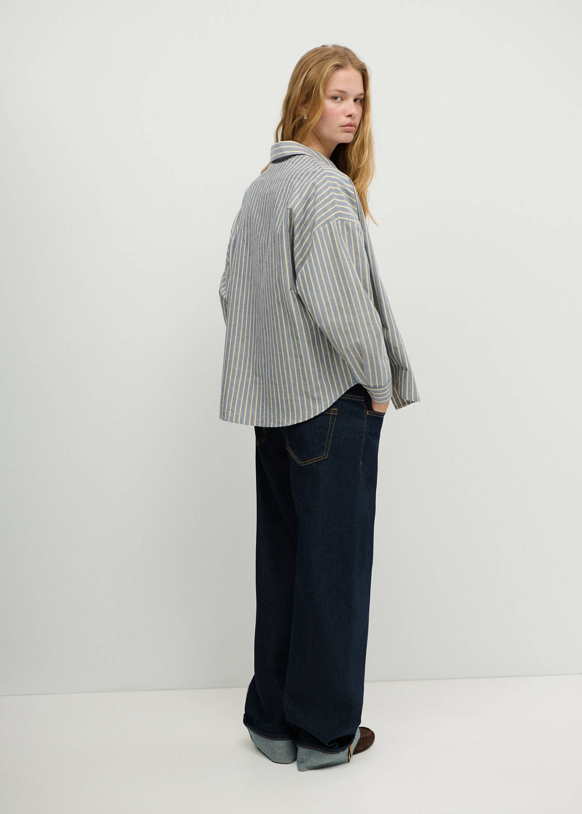 Striped cotton shirt — Navy