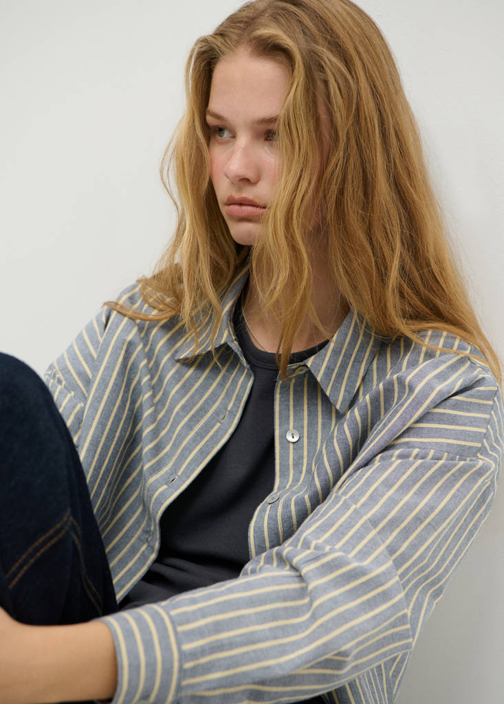 Striped cotton shirt — Navy