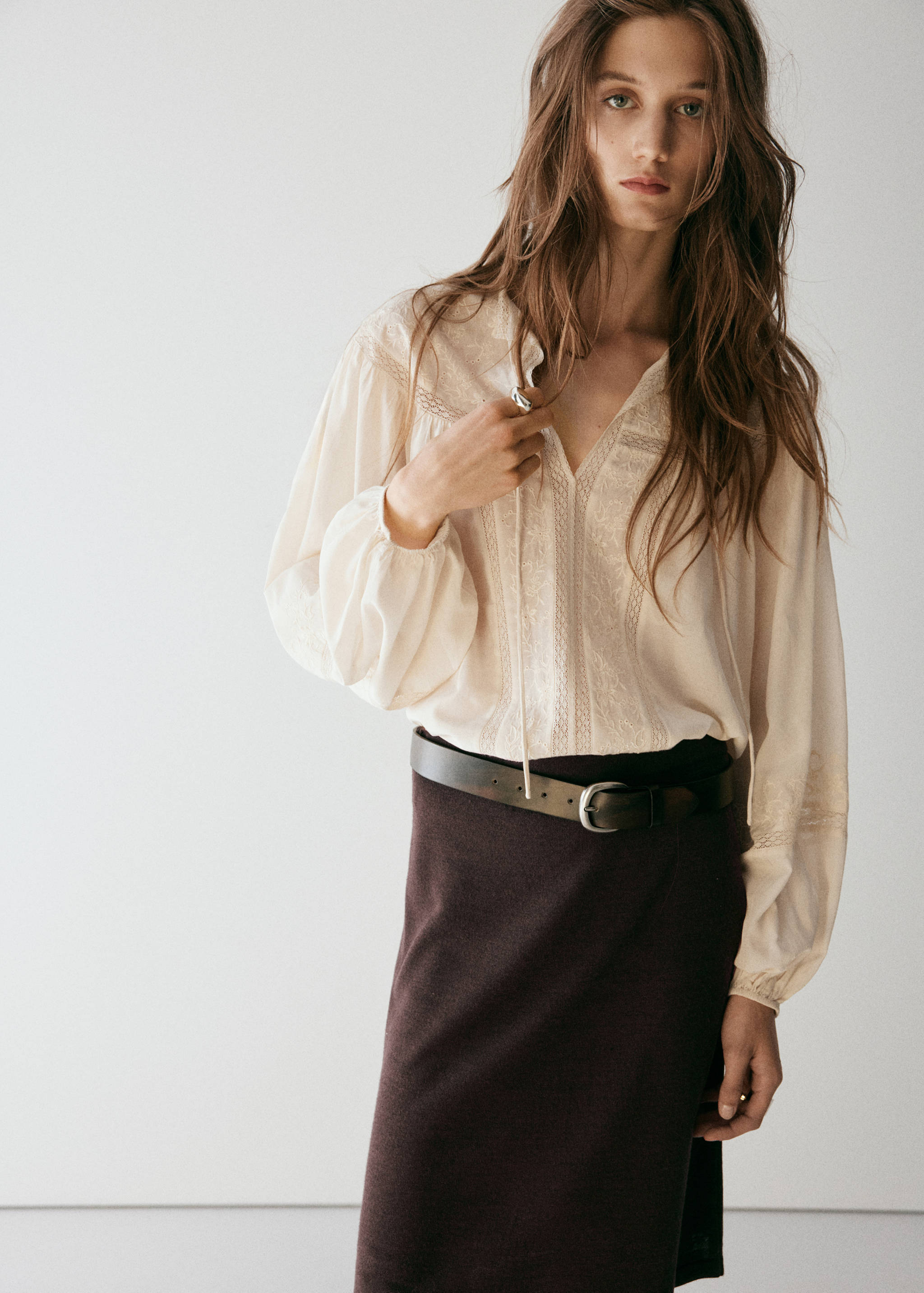 Fine-knit straight skirt - Medium plane