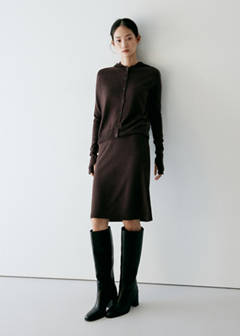 Straight fine-knit skirt — Brown 8
