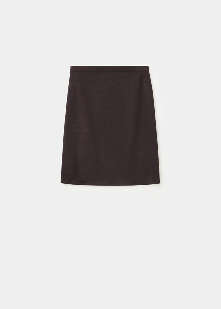 Straight fine-knit skirt — Brown