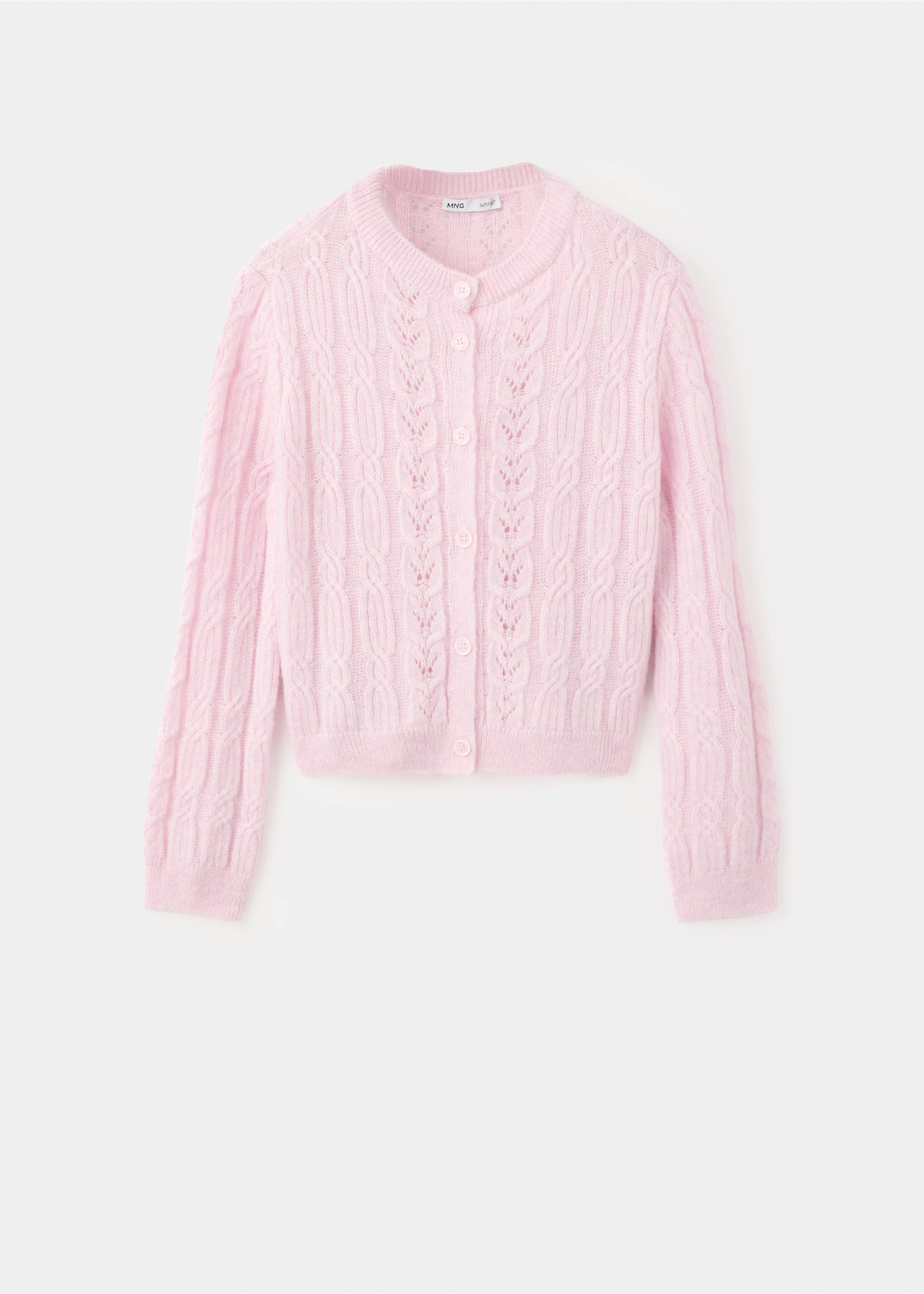 Cable-knit cardigan - Article without model, Pastel Pink. Ref: 37075878-00.