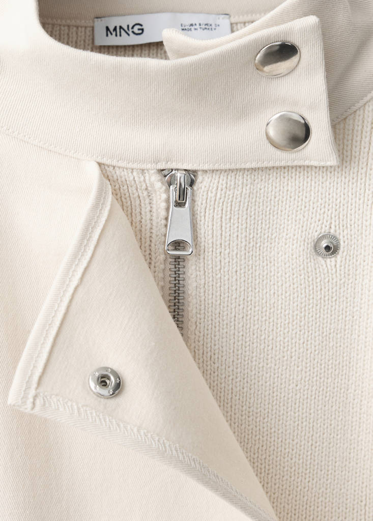 Knitted bomber jacket — Ecru