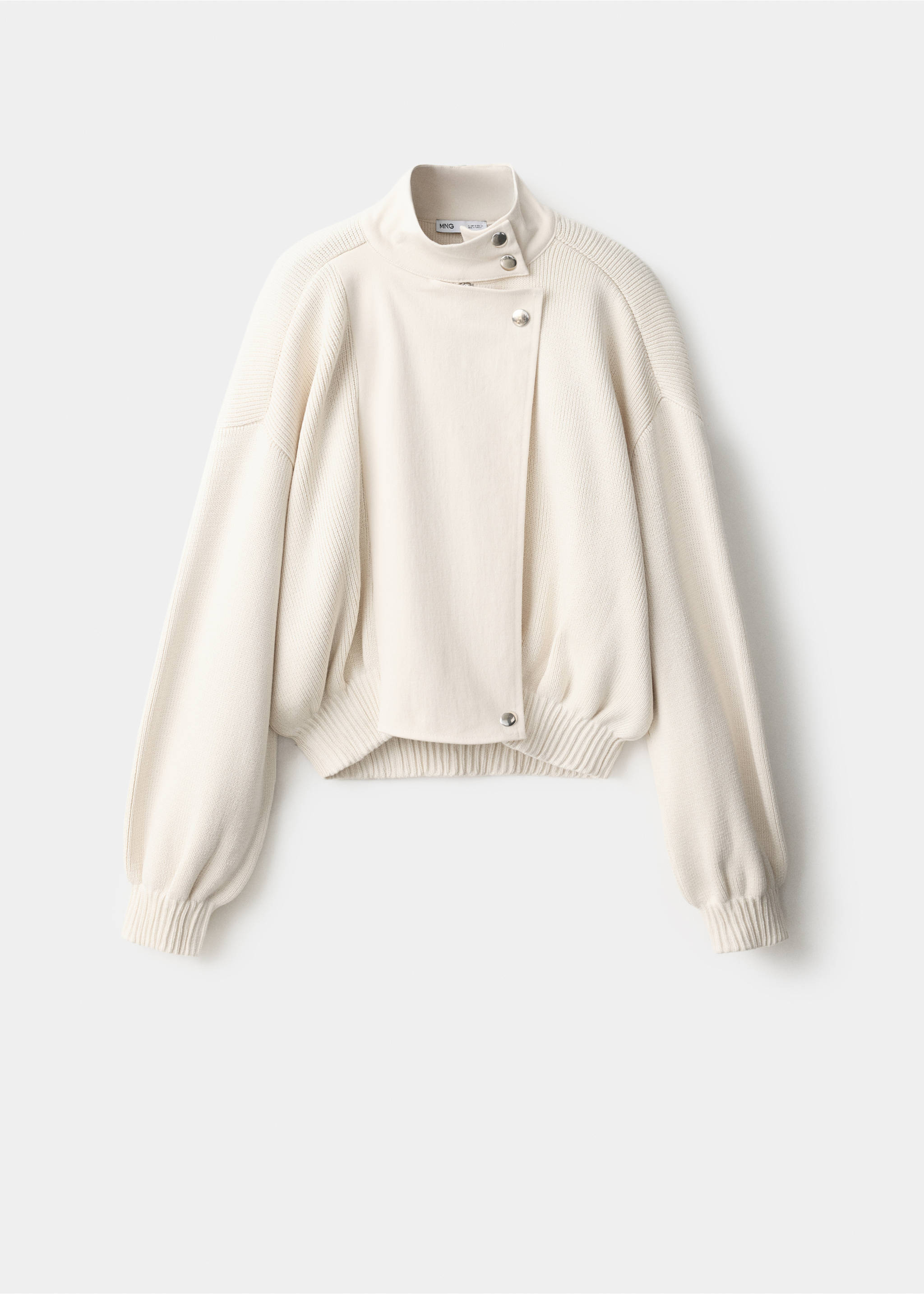 Knitted bomber jacket - Article without model, Ecru. Ref: 37075879-00.