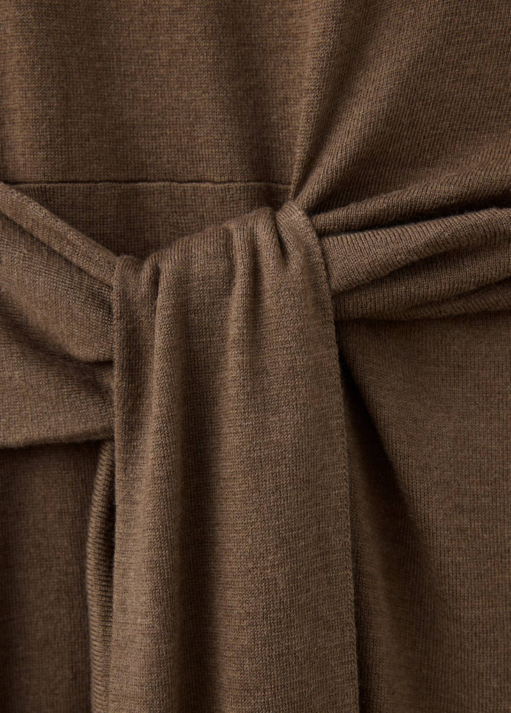 Long asymmetrical knit dress — Medium Brown