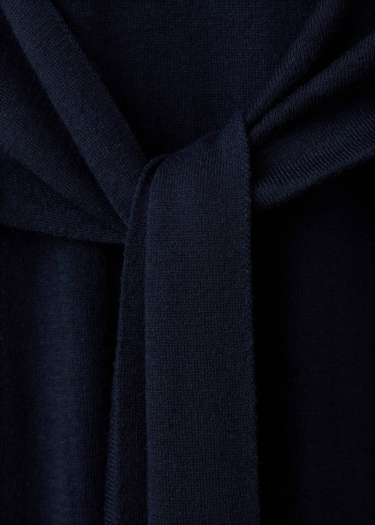 Long asymmetrical knit dress — Navy