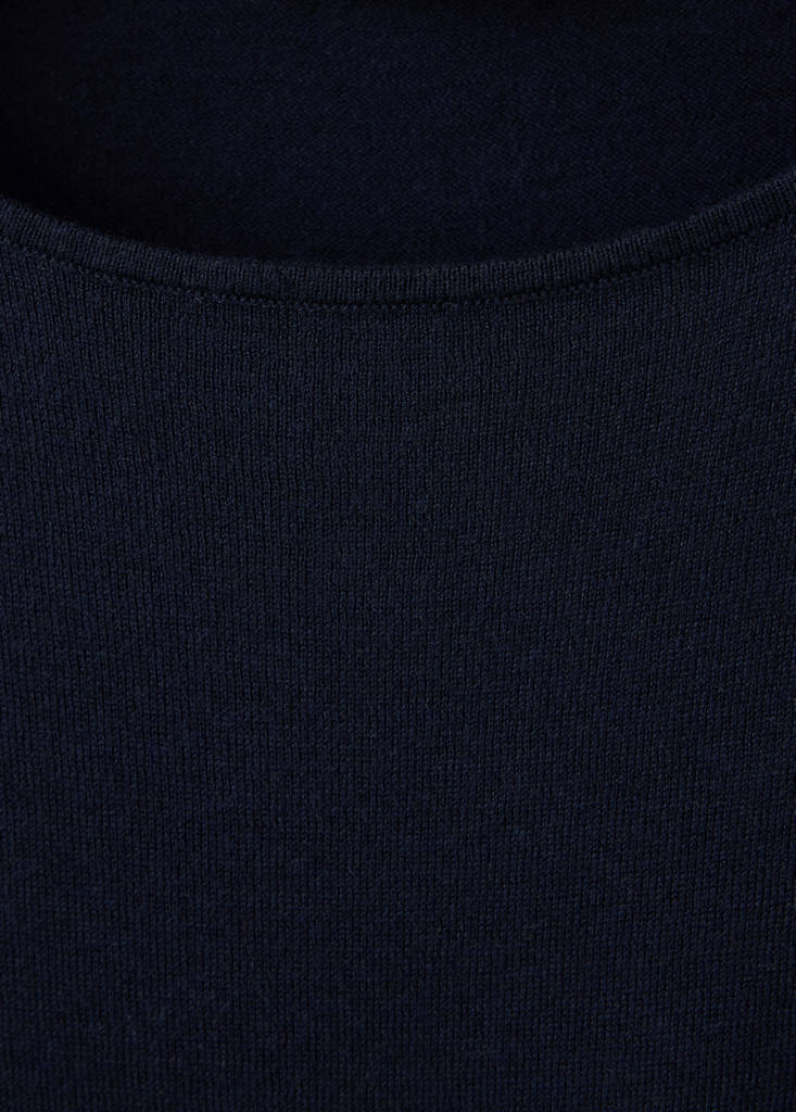 Long asymmetrical knit dress — Navy