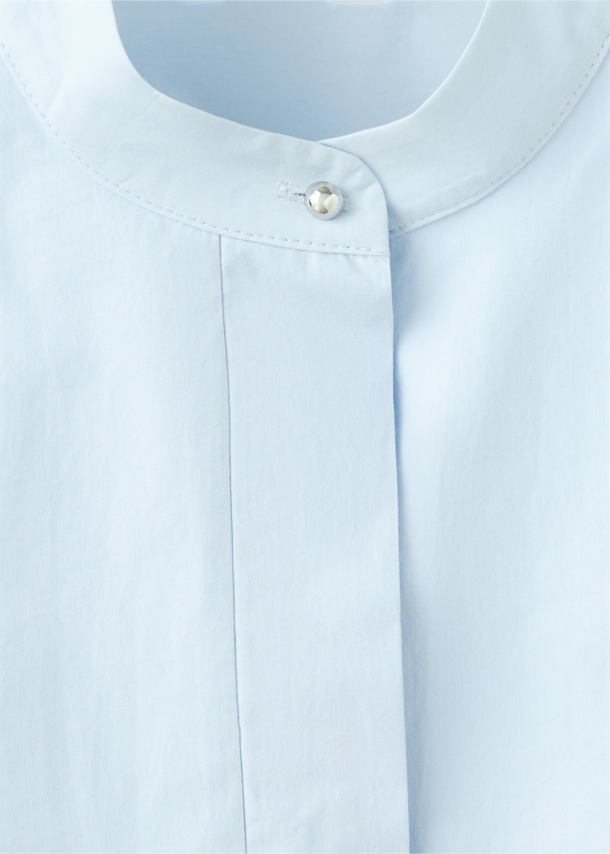 Cotton crop blouse - Details of the article 8, Blue. Ref: 37075881-00.