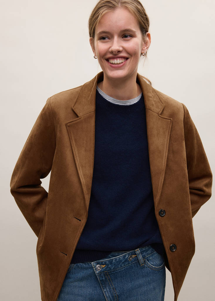 Suede-effect blazer — Tobacco Brown