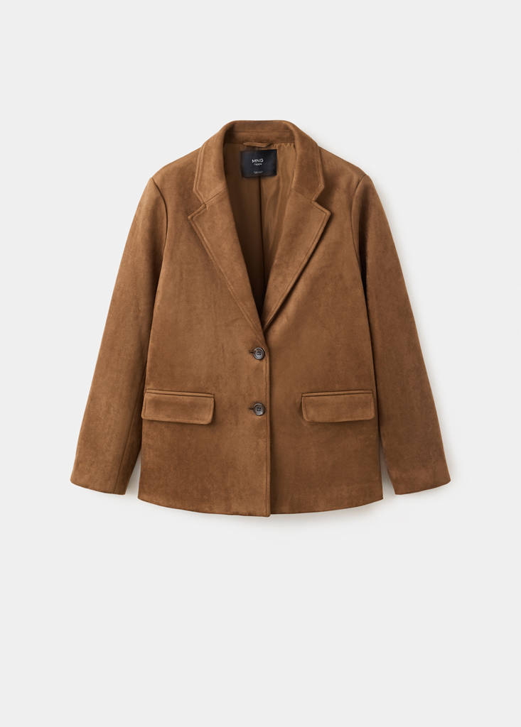 Suede-effect blazer — Tobacco Brown