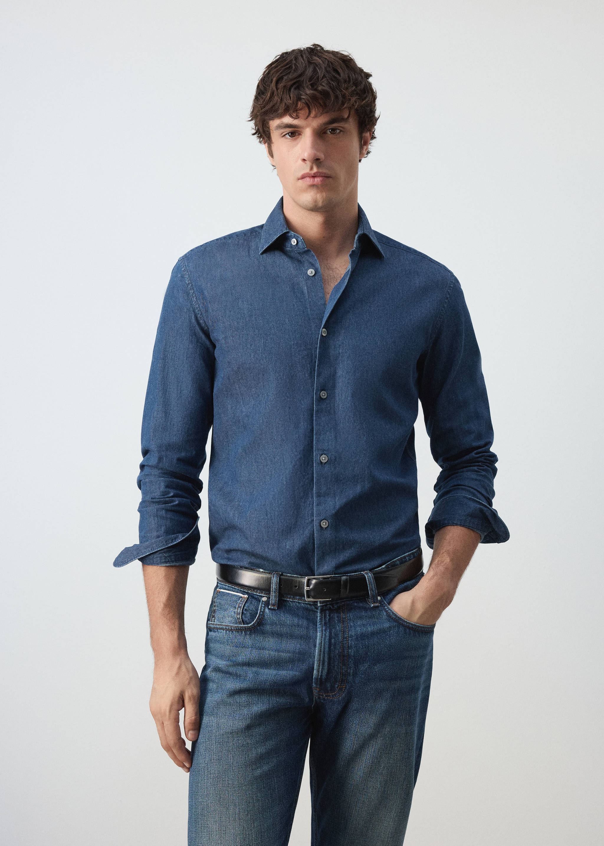 Chemise chambray 100 % coton - Plan moyen