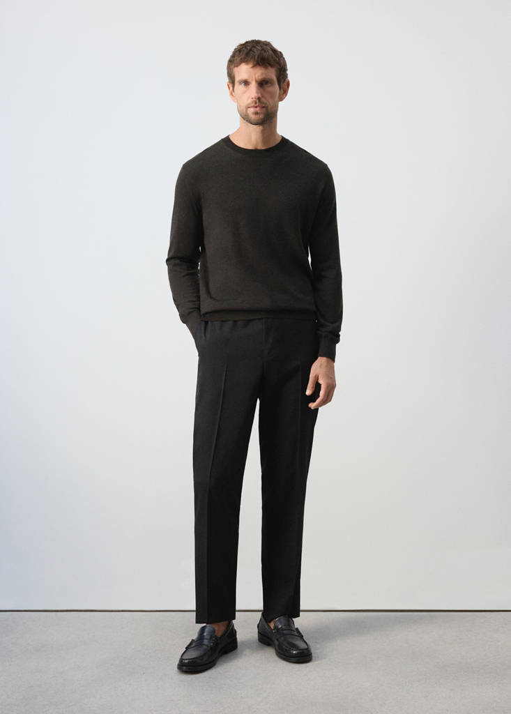 Fine-knit 100% merino wool jumper — Chocolate