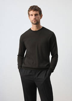100% merino wool fine-knit jumper — Chocolate 1