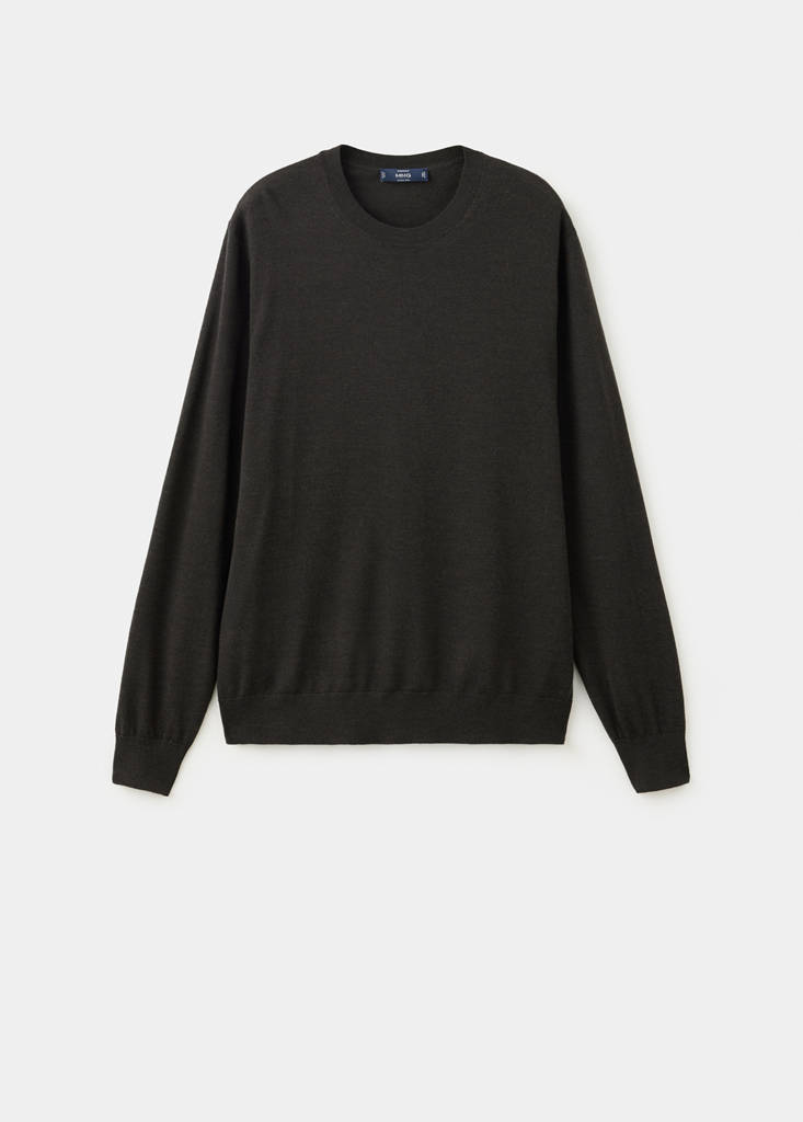 Fine-knit 100% merino wool jumper — Chocolate