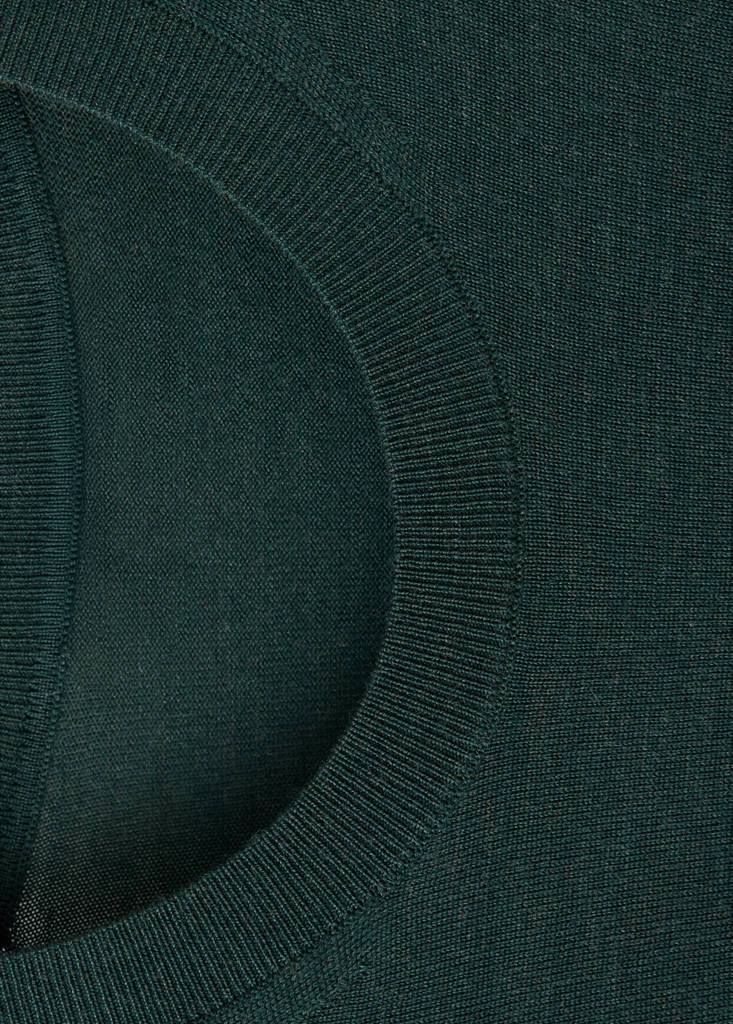 Fine-knit 100% merino wool jumper — Dark Green