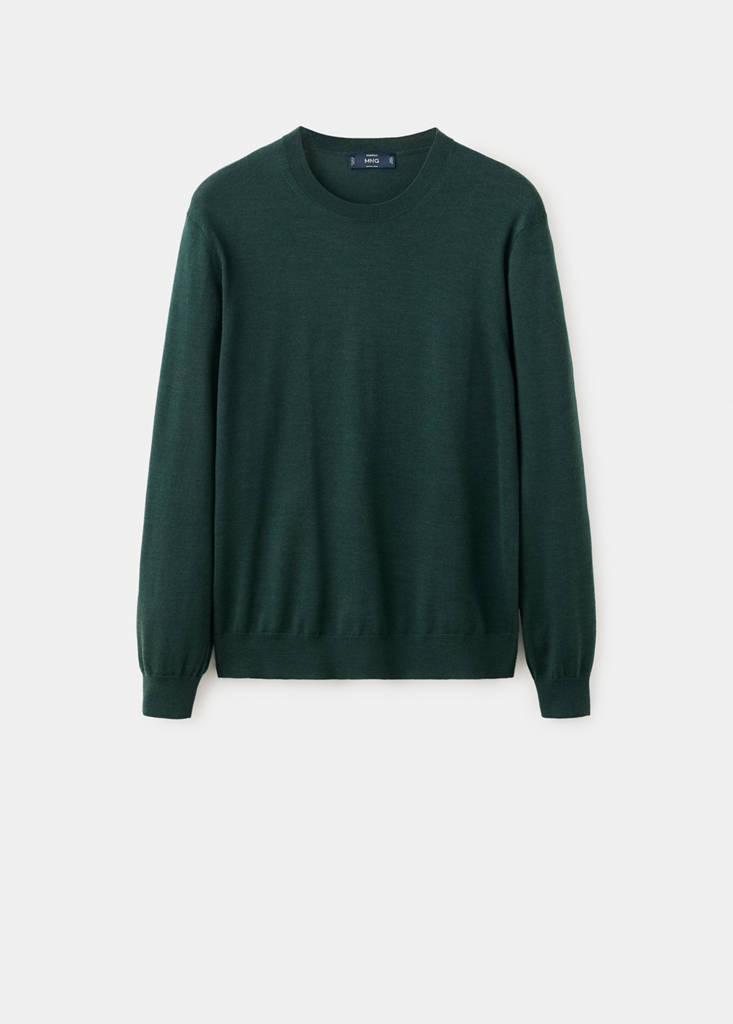 Fine-knit 100% merino wool jumper — Dark Green