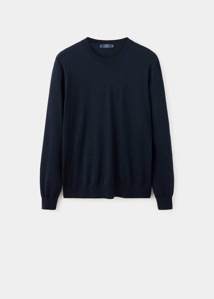 Fine-knit 100% merino wool jumper — Navy