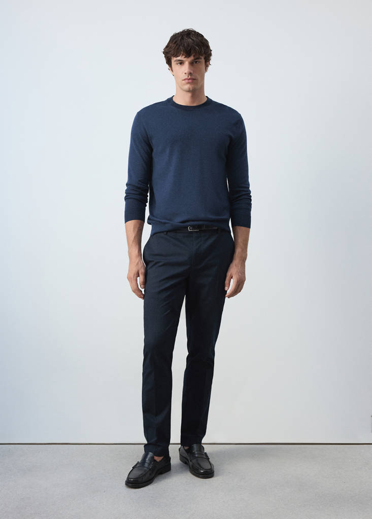 Fine-knit 100% merino wool jumper — Night Blue