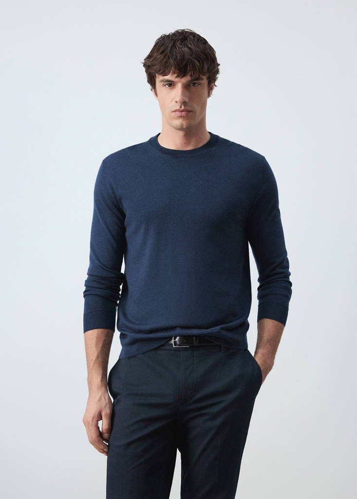 Fine-knit 100% merino wool jumper — Night Blue