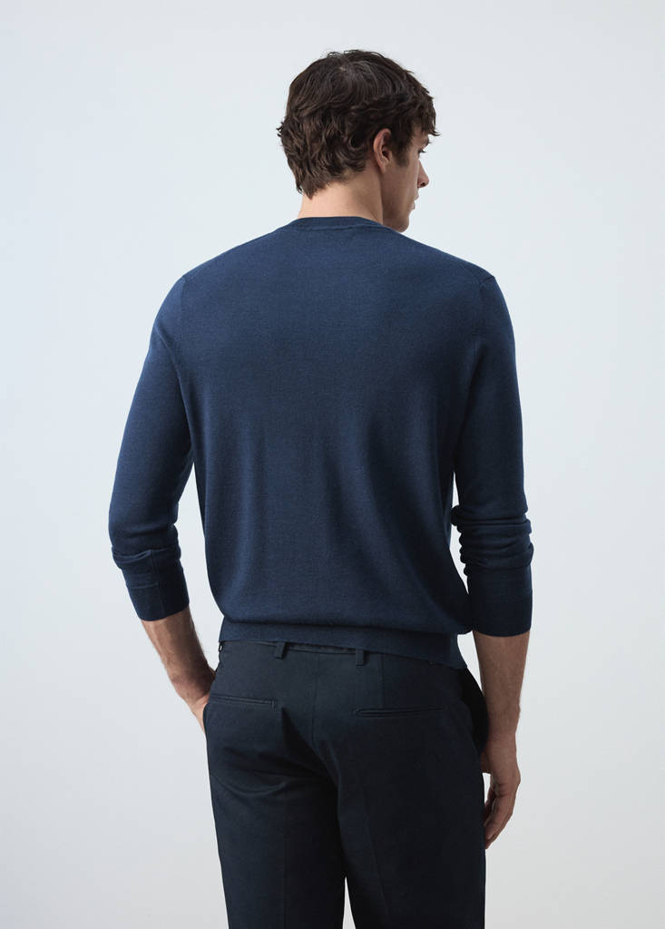 Fine-knit 100% merino wool jumper — Night Blue