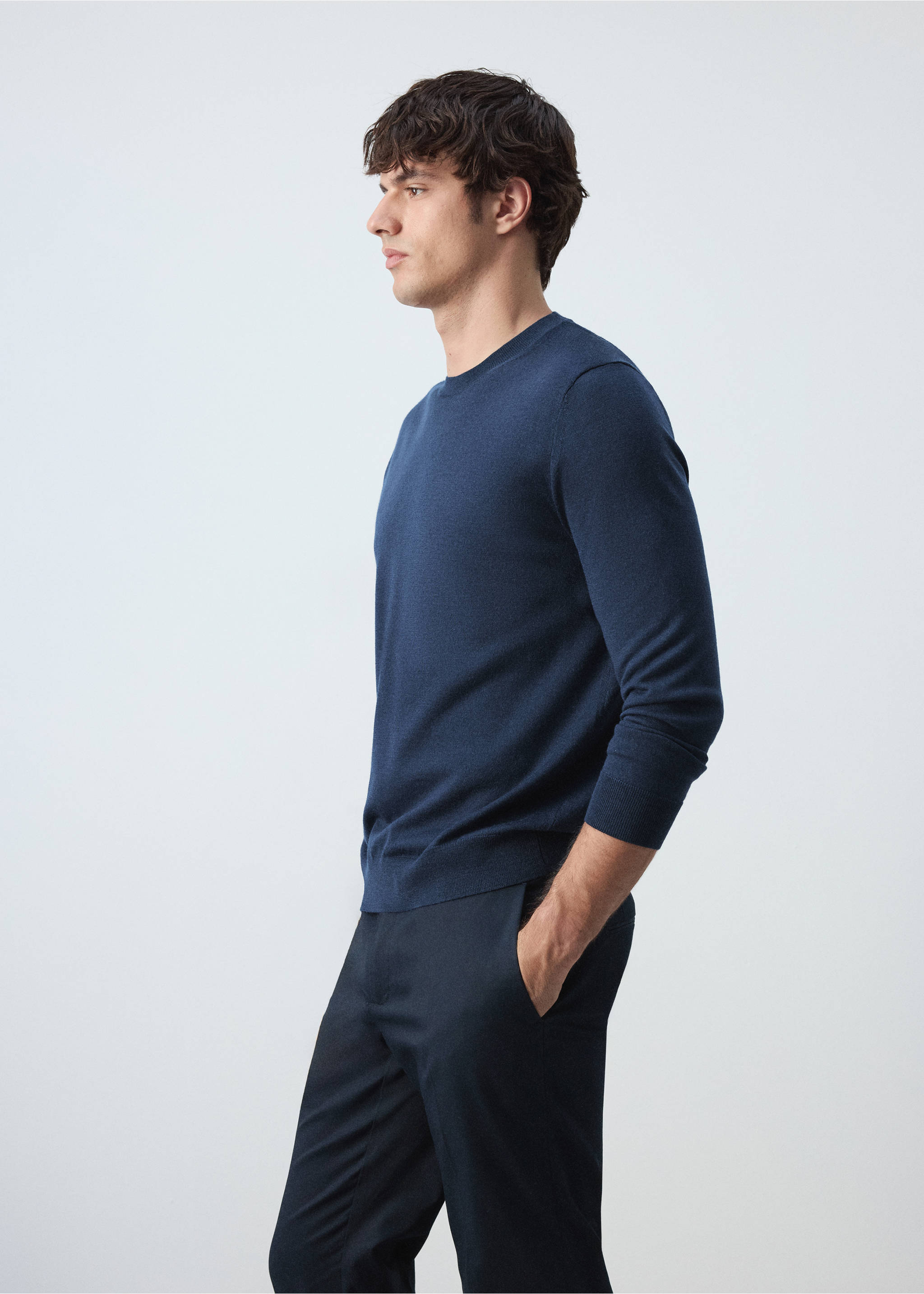 Pull 100 % laine maille fine - Détail de l'article 2, Bleu nuit. Ref: 37075979-00.