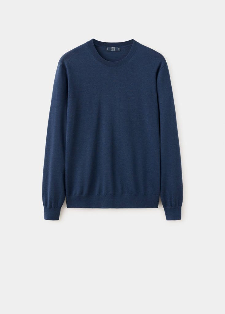 Fine-knit 100% merino wool jumper — Night Blue