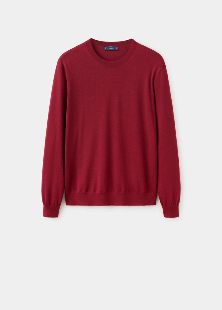 Fine-knit 100% merino wool jumper — Medium Red
