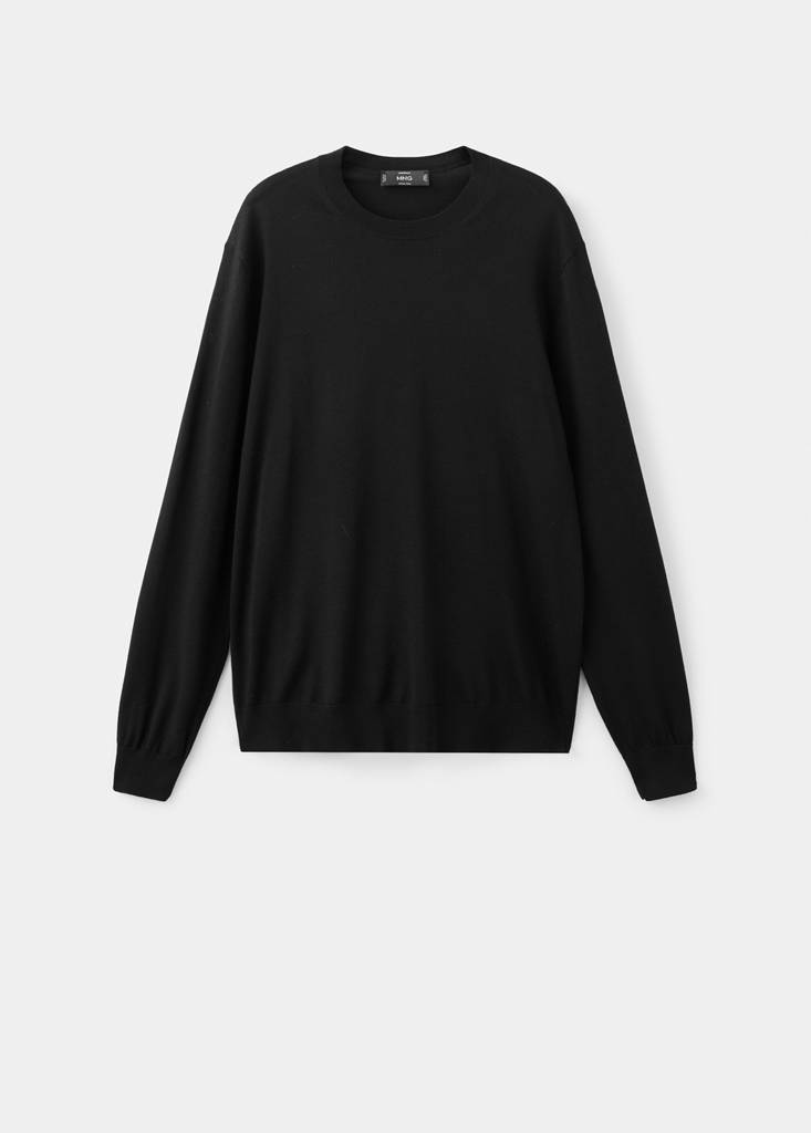 Fine-knit 100% merino wool jumper — Black