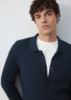 Knitted braided cardigan — Navy 4