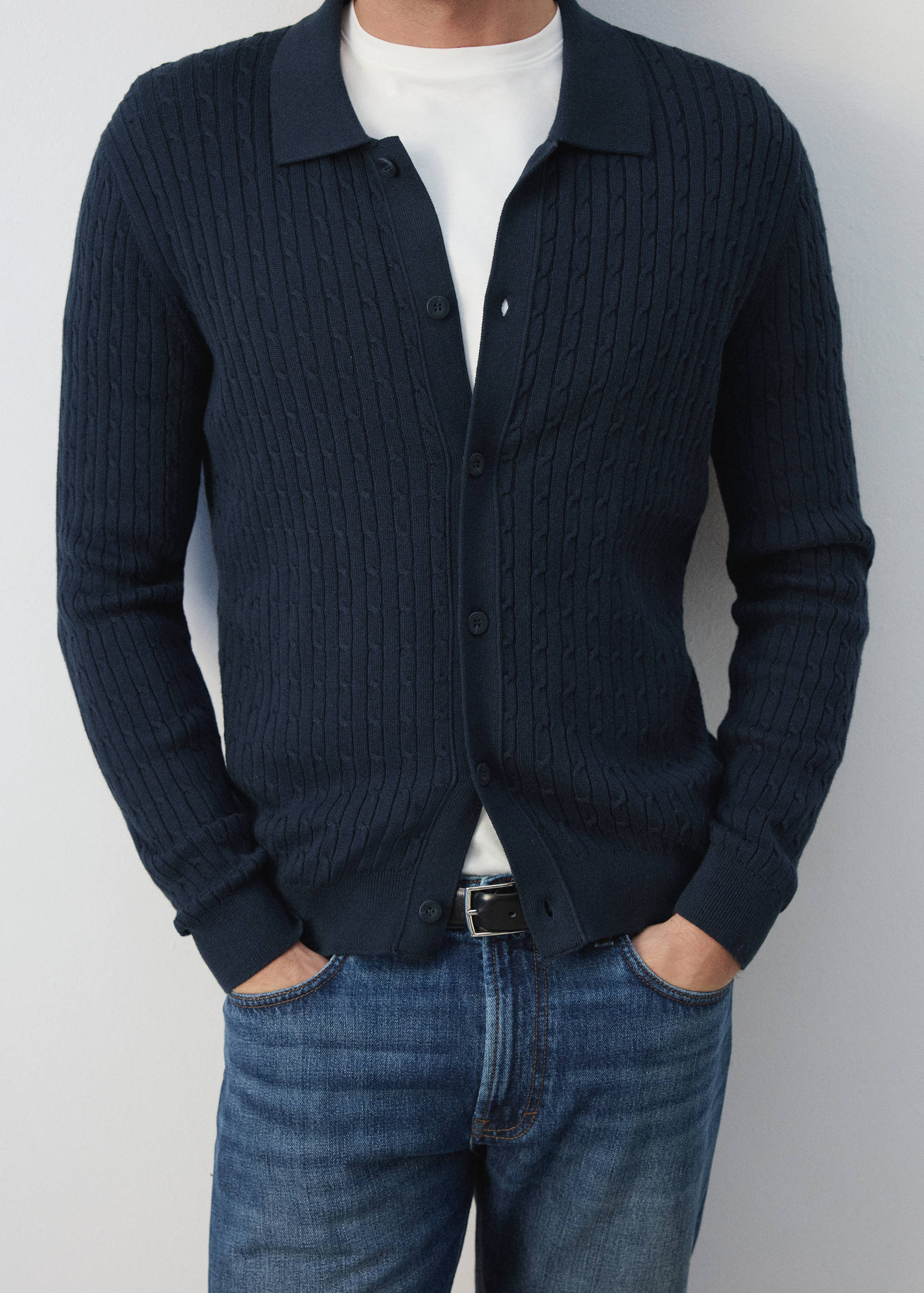 Cotton and lyocell blend shirt with cable knit detailing - Details of the article 4
