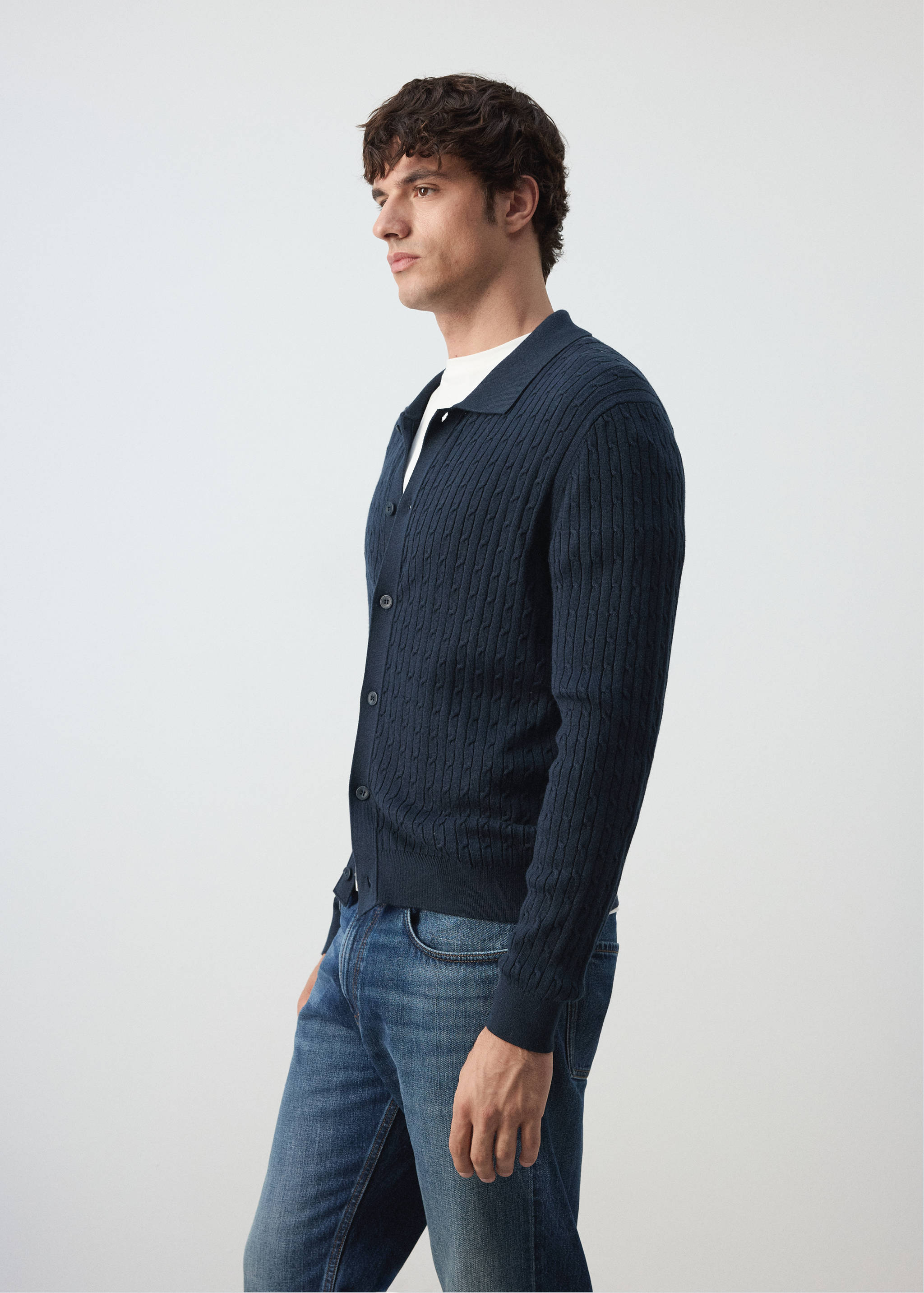 Cotton and lyocell blend shirt with cable knit detailing - Details of the article 2