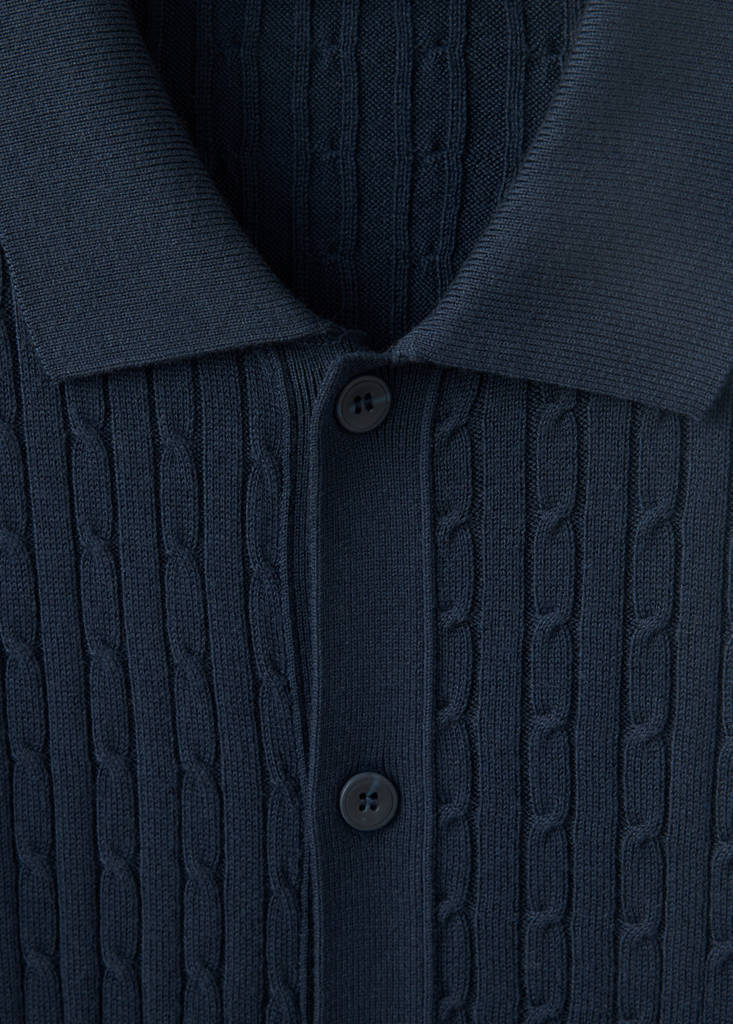 Knitted braided cardigan — Navy