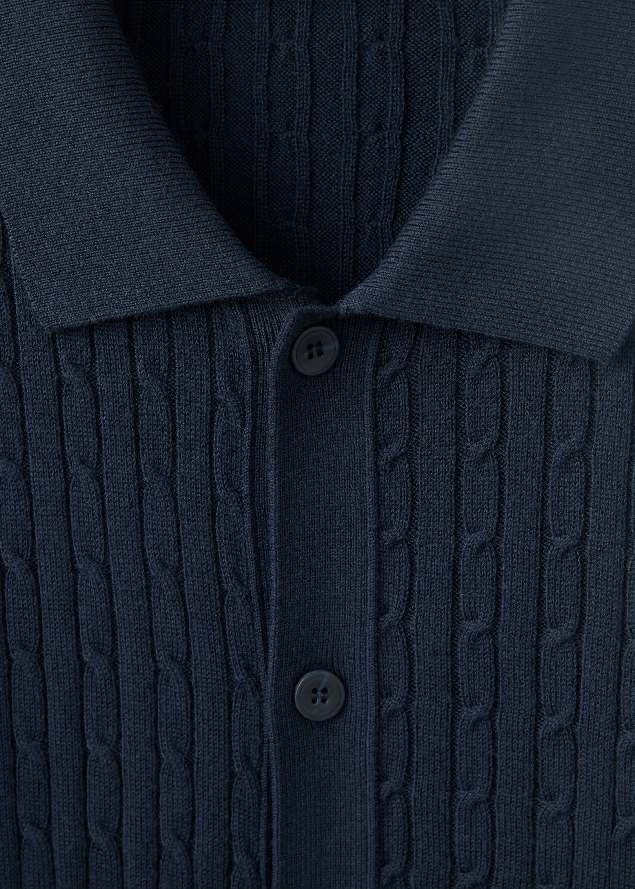 Cotton and lyocell blend shirt with cable knit detailing - Details of the article 8, Navy. Ref: 37075981-00.