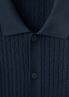 Knitted braided cardigan — Navy 8
