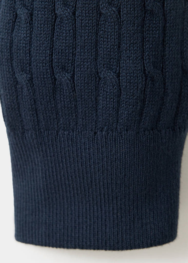 Knitted braided cardigan — Navy