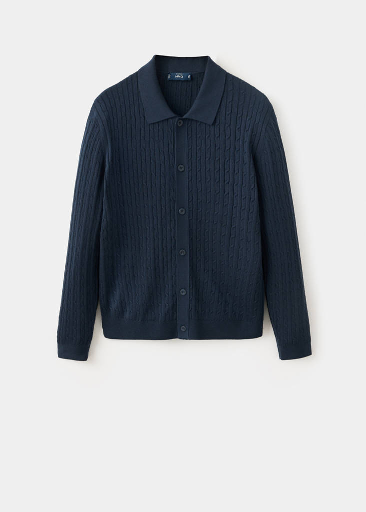 Knitted braided cardigan — Navy