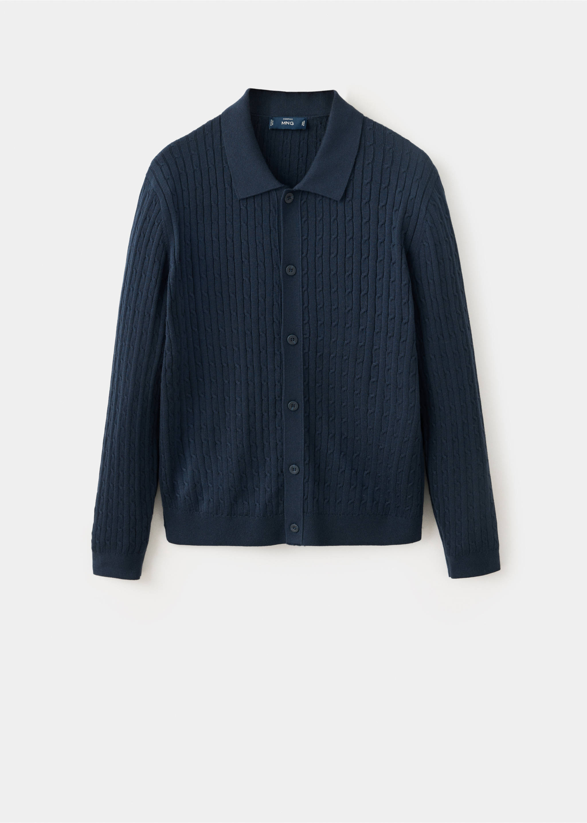 Cotton and lyocell blend shirt with cable knit detailing - Article without model, Navy. Ref: 37075981-00.