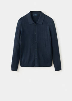 Knitted braided cardigan — Navy 7