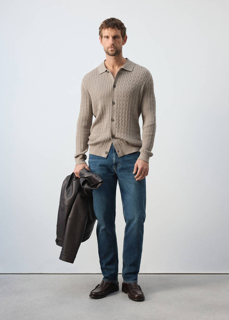 Knitted braided cardigan — Mink Grey
