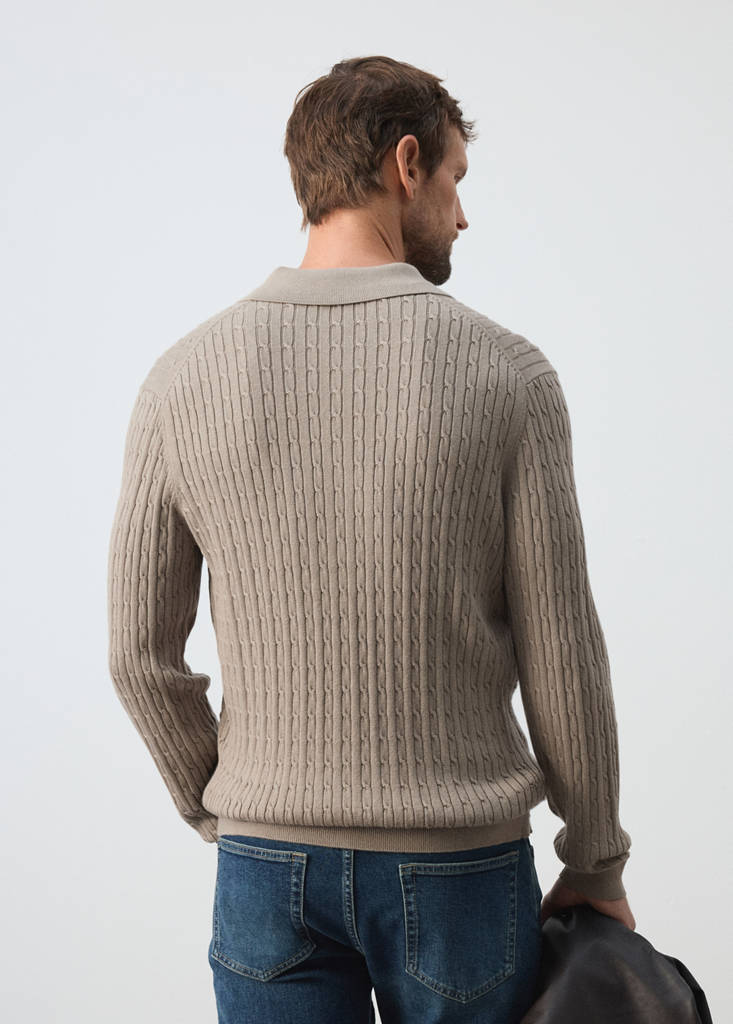 Knitted braided cardigan — Mink Grey