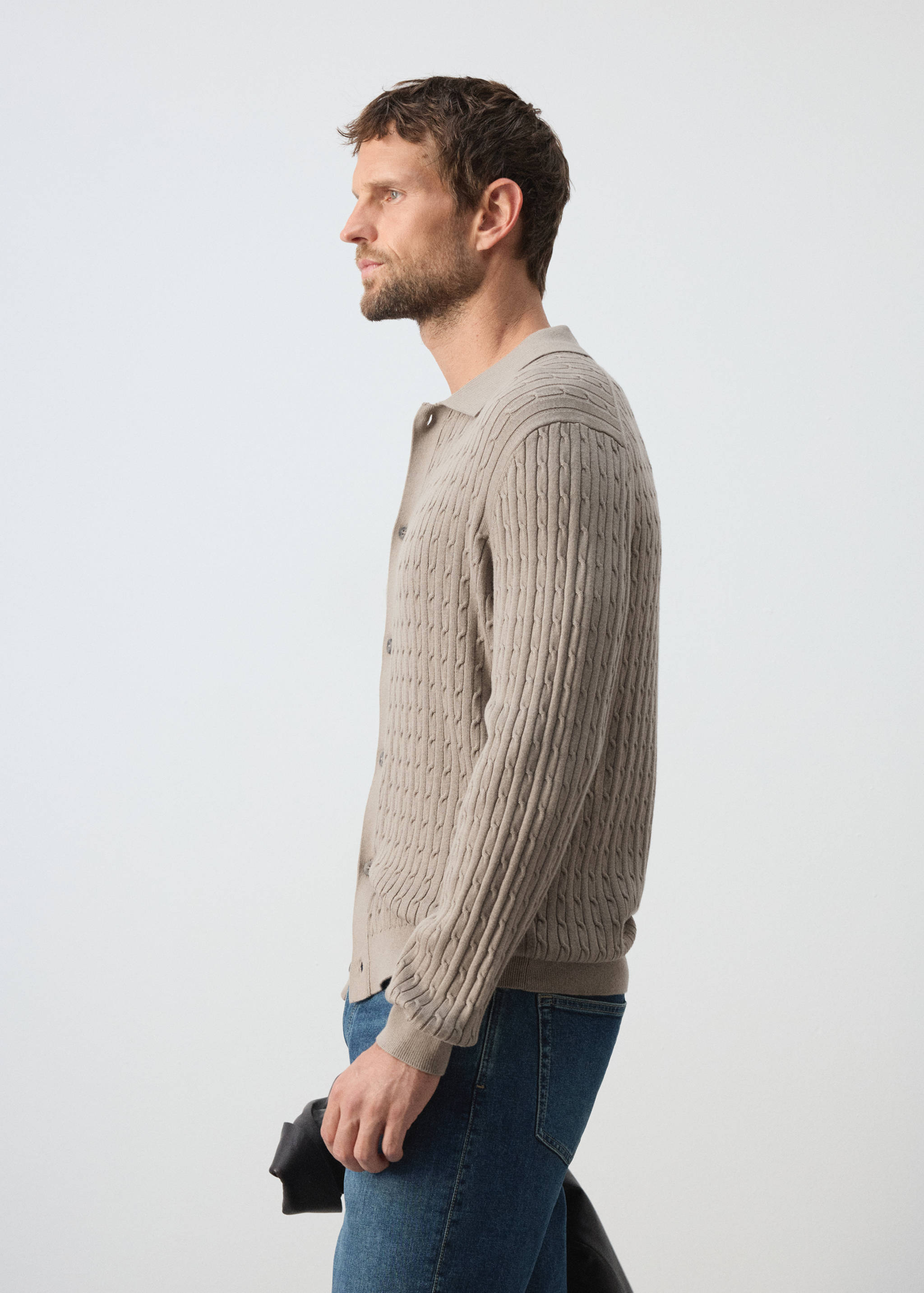 Cotton and lyocell blend shirt with cable knit detailing - Details of the article 2