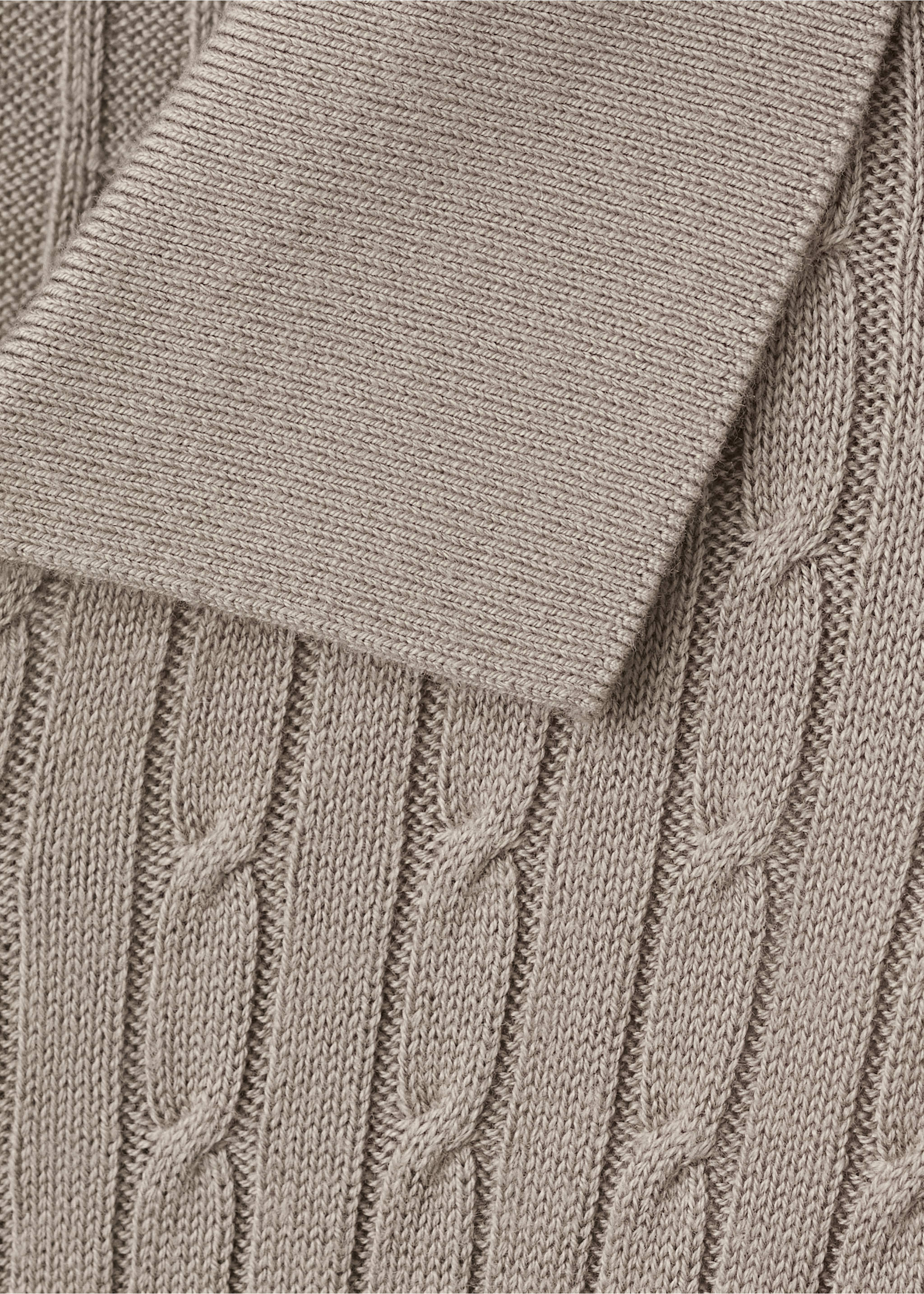 Cotton and lyocell blend shirt with cable knit detailing - Details of the article 0, Mink Grey. Ref: 37075981-00.