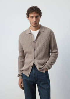 Knitted braided cardigan — Mink Grey 9