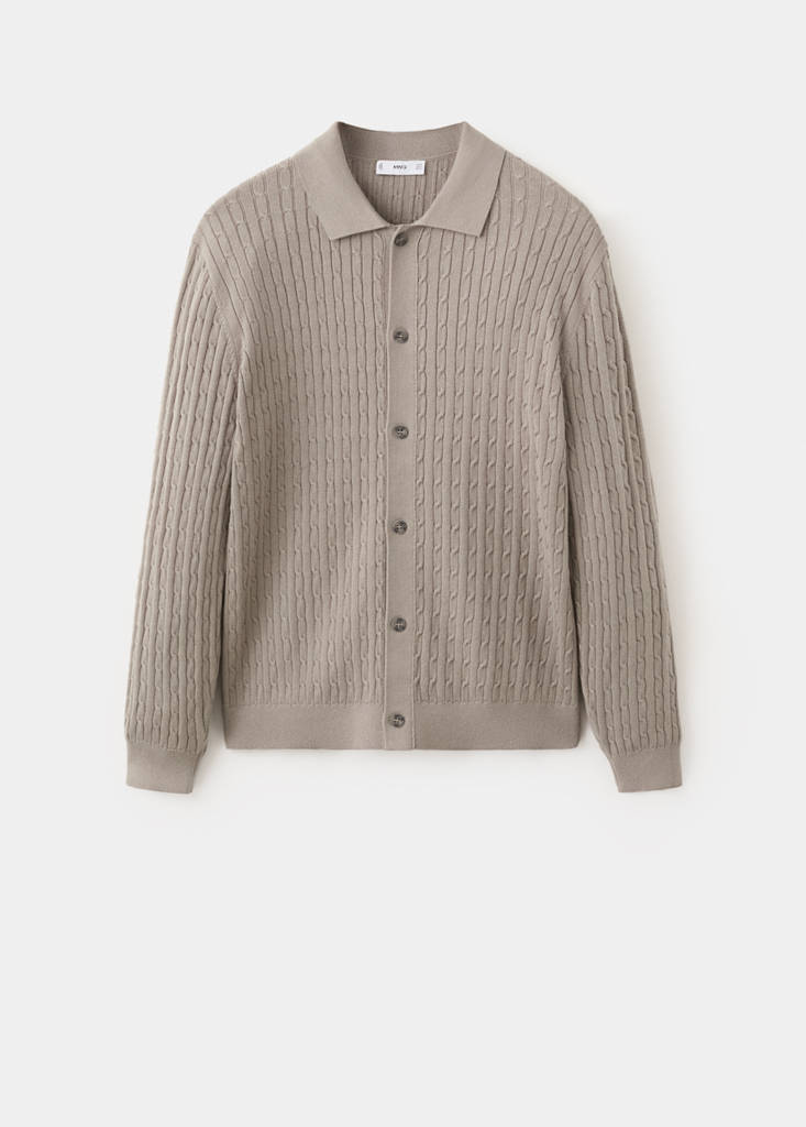 Knitted braided cardigan — Mink Grey