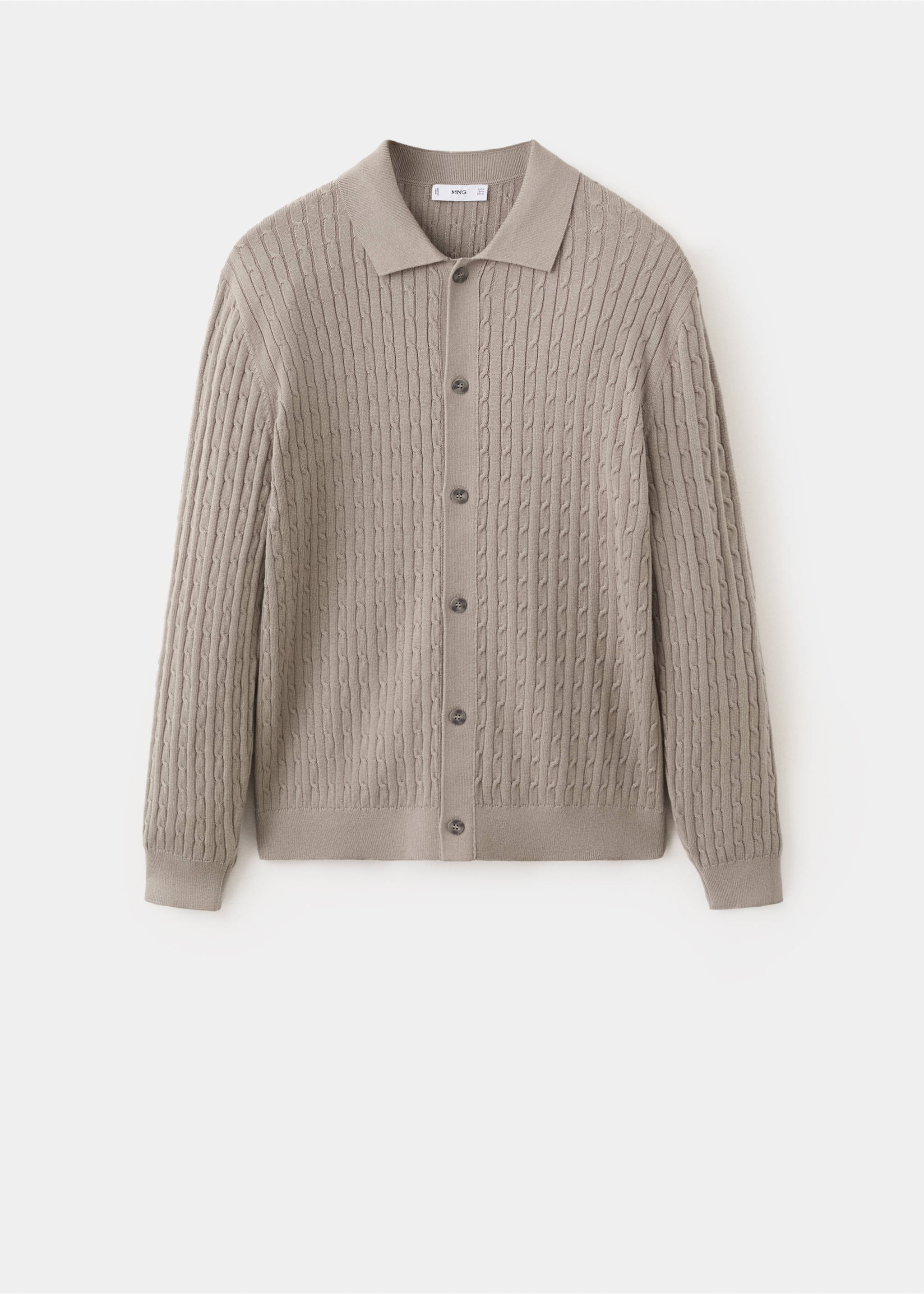 Cotton and lyocell blend shirt with cable knit detailing - Article without model, Mink Grey. Ref: 37075981-00.