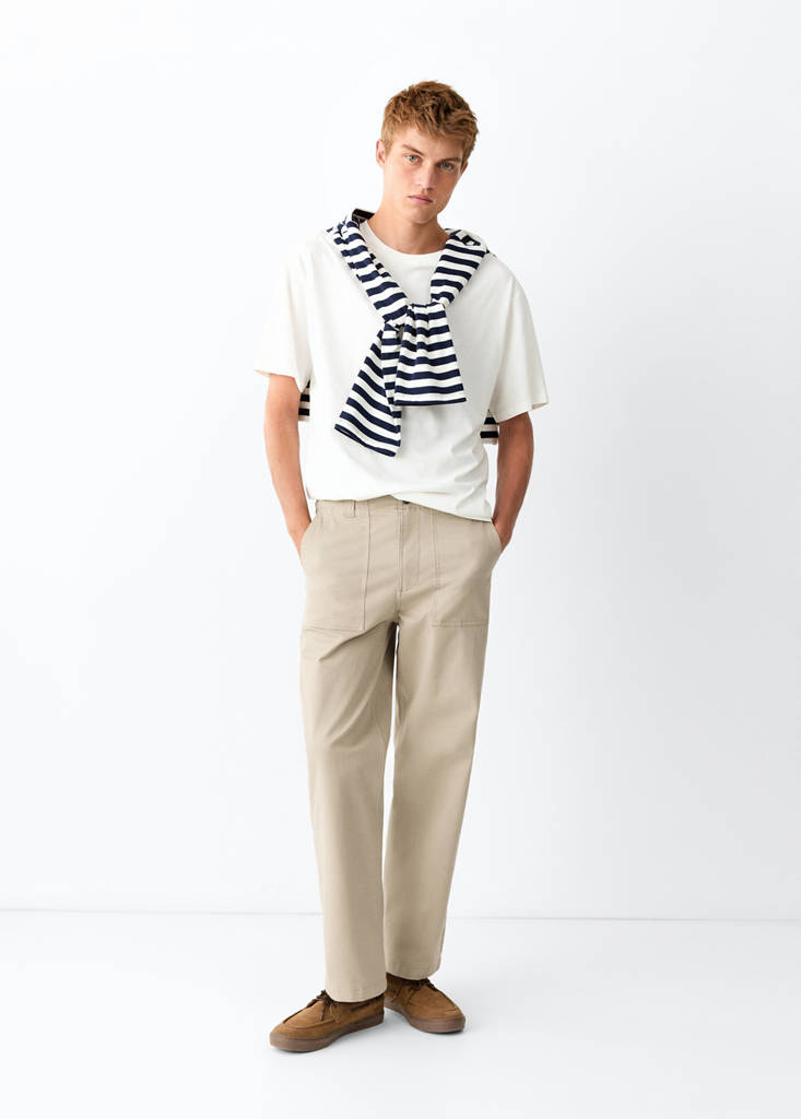 Pockets straight trousers — Beige