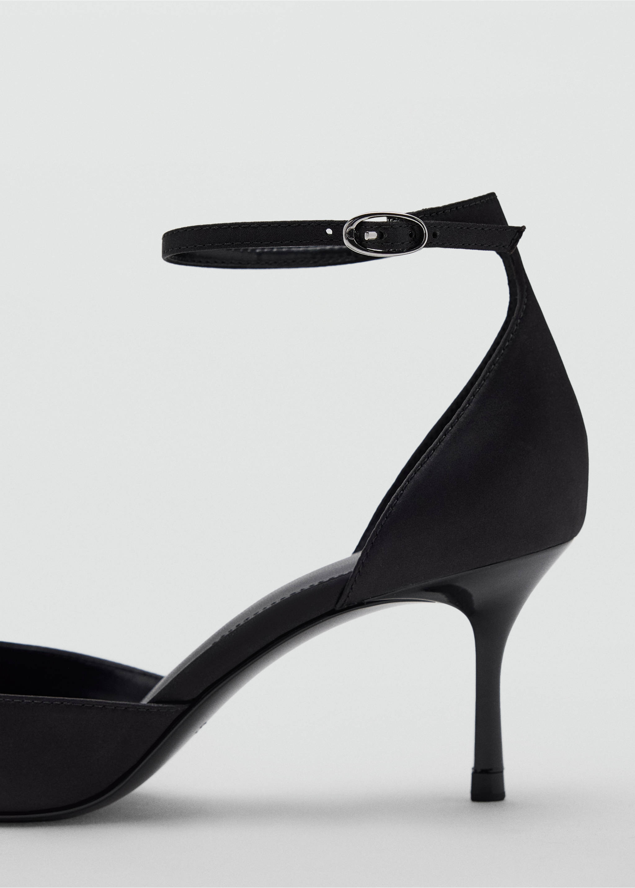 Satin court shoes with ankle straps - Details of the article 1, Black. Ref: 37075983-00.