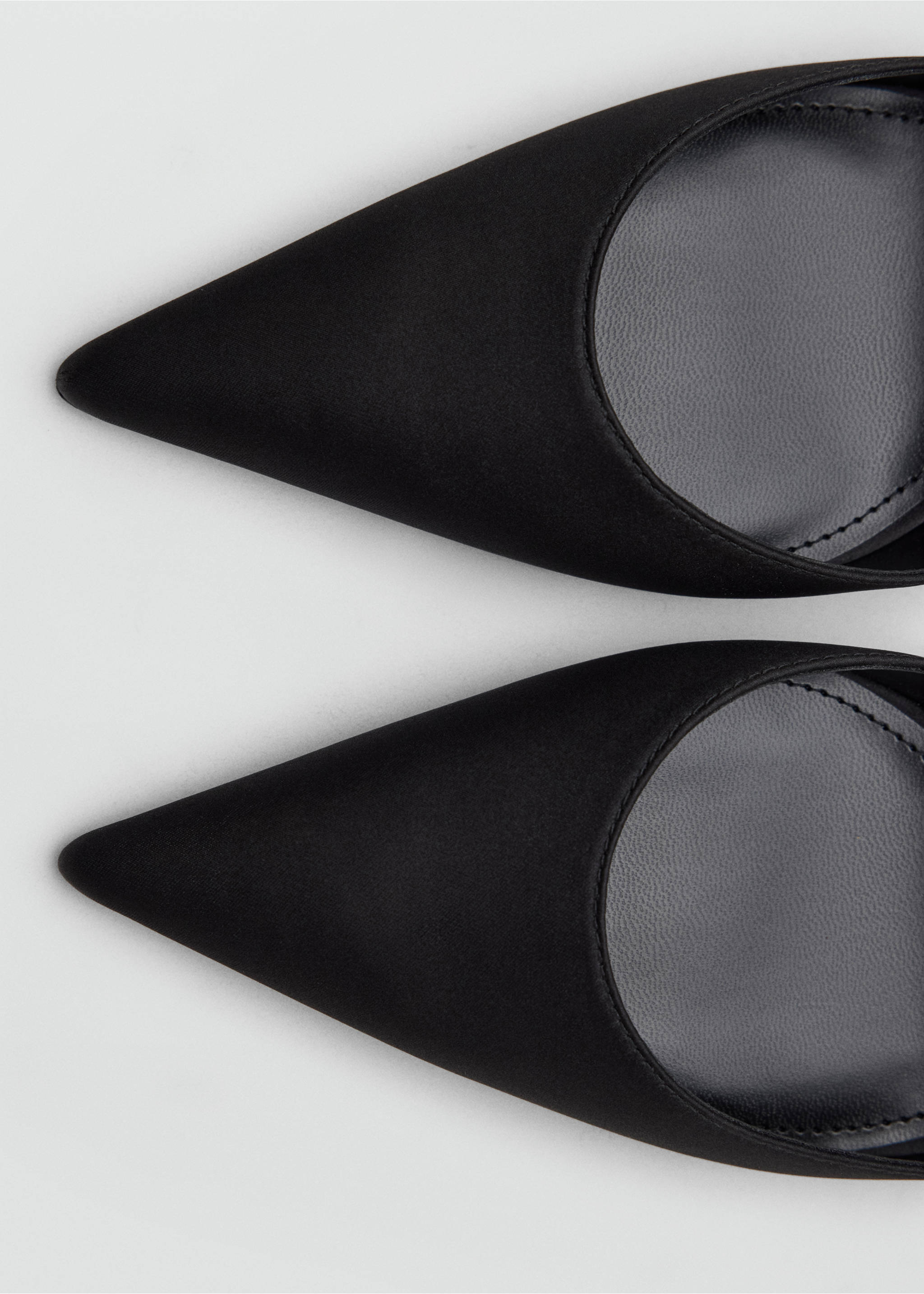 Satin court shoes with ankle straps - Details of the article 2, Black. Ref: 37075983-00.