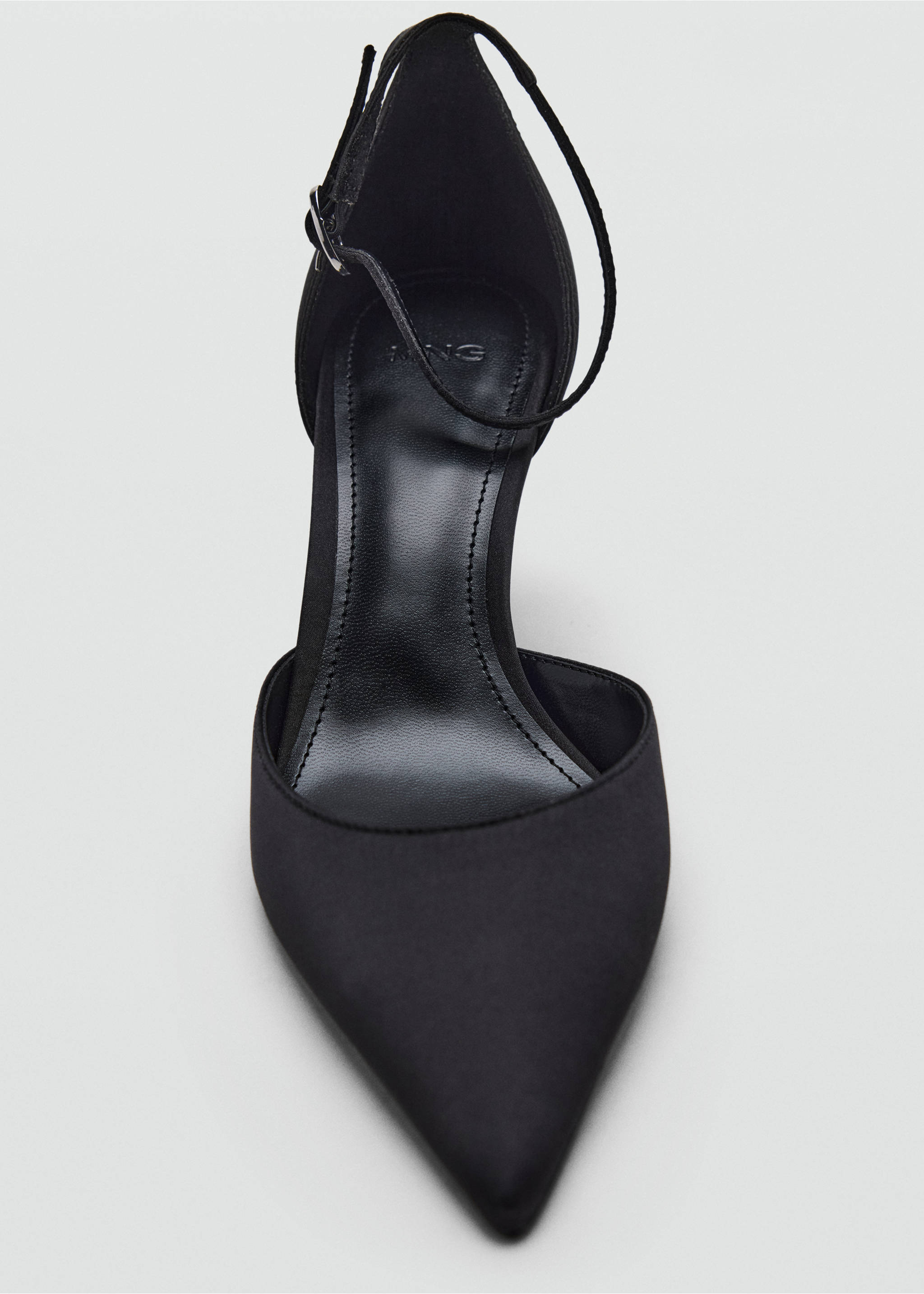 Satin court shoes with ankle straps - Details of the article 3, Black. Ref: 37075983-00.