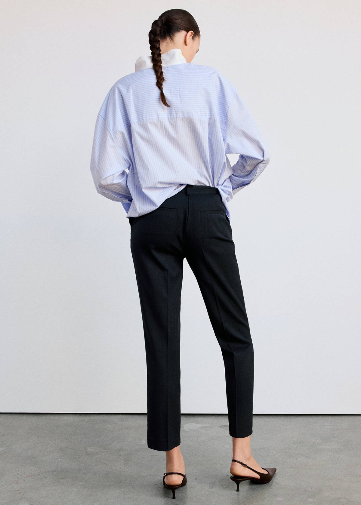 Printed straight trousers — Navy